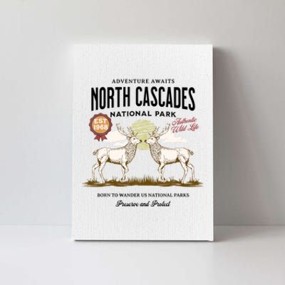 Vintage North Cascades National Park Retro Deer Washington Cool Gift Canvas