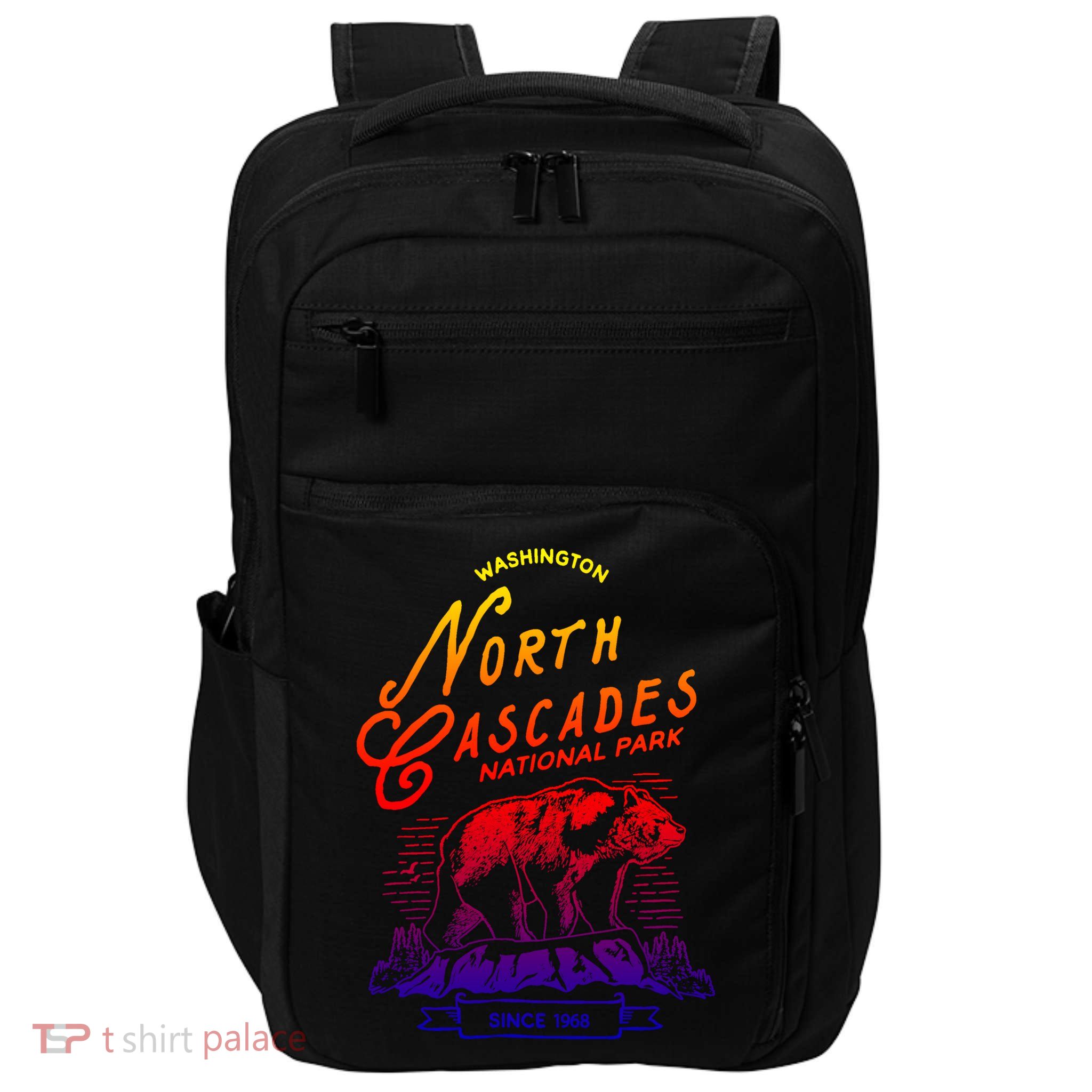 Vintage North Cascades National Park Retro Bear Washington Cool Gift Impact Tech Backpack