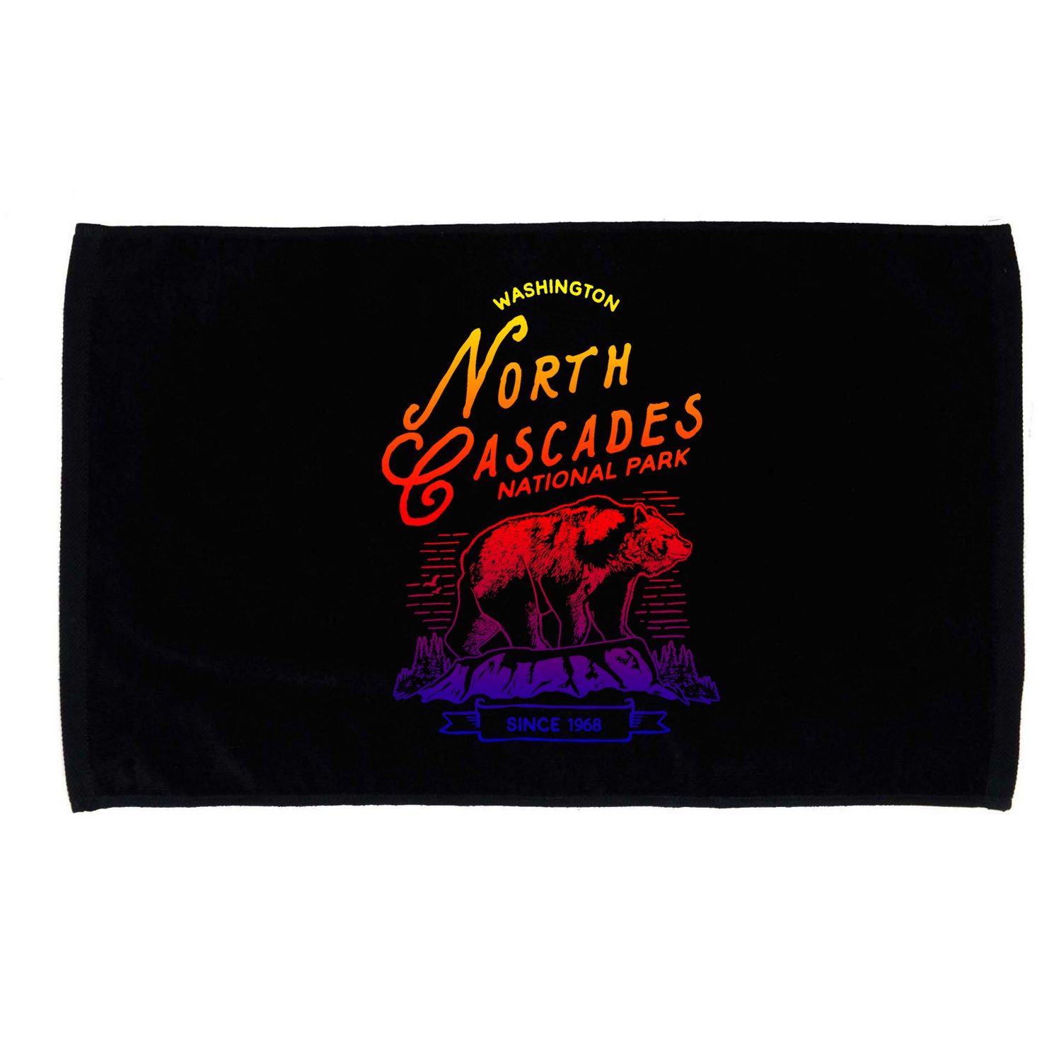 Vintage North Cascades National Park Retro Bear Washington Cool Gift Microfiber Hand Towel