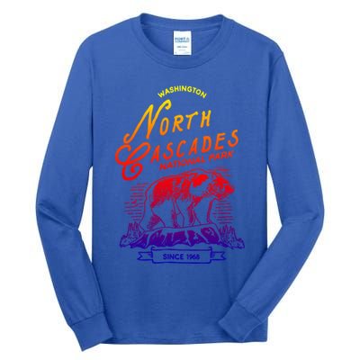 Vintage North Cascades National Park Retro Bear Washington Cool Gift Tall Long Sleeve T-Shirt