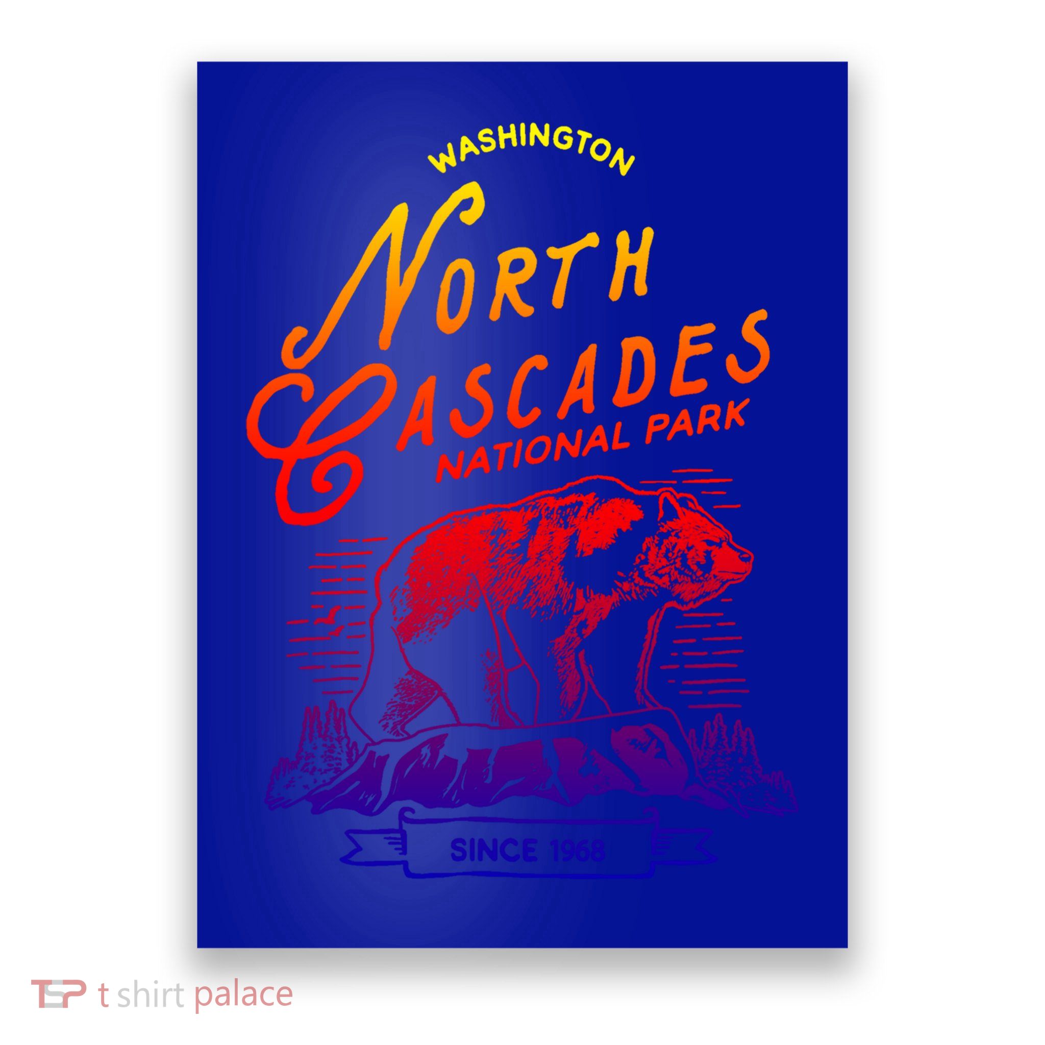 Vintage North Cascades National Park Retro Bear Washington Cool Gift Poster
