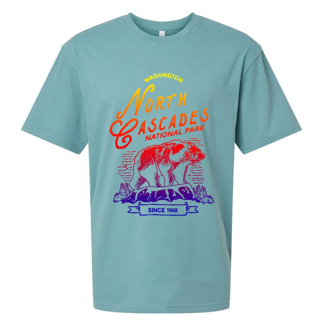 Vintage North Cascades National Park Retro Bear Washington Cool Gift Sueded Cloud Jersey T-Shirt