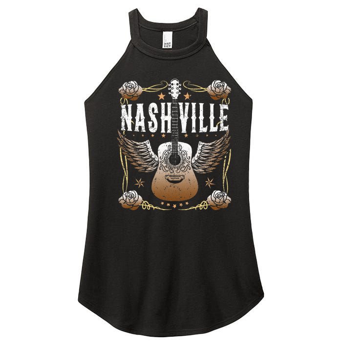 Vintage Nashville Country Music City Guitar Player Women's Perfect Tri Rocker Tank