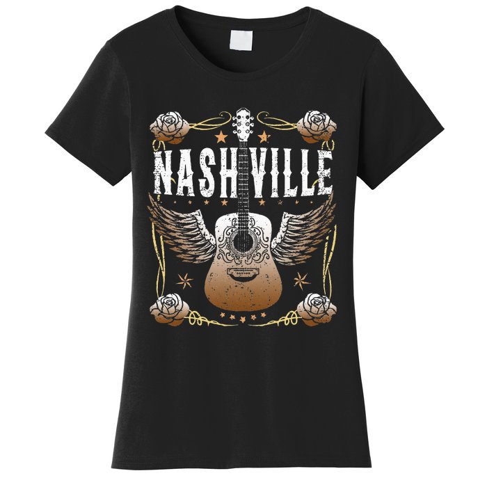 Vintage Nashville Country Music City Guitar Player Women's T-Shirt