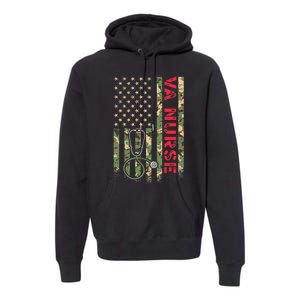 VA Nurse Camouflage American Flag Patriotic Military Hero Premium Premium Hoodie