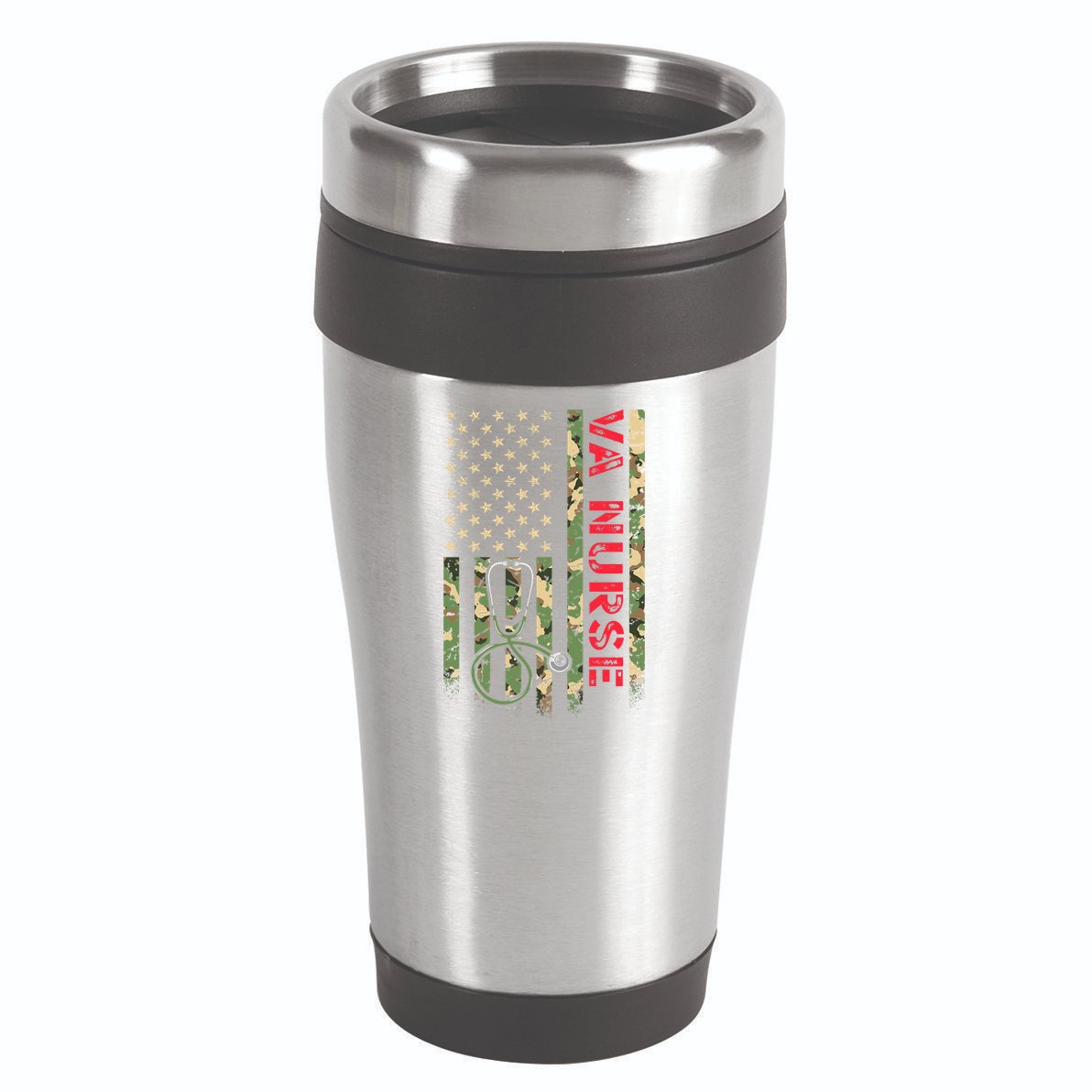 VA Nurse Camouflage American Flag Patriotic Military Hero Premium 16oz Travel Tumbler