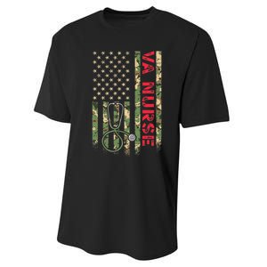 VA Nurse Camouflage American Flag Patriotic Military Hero Premium Performance Sprint T-Shirt