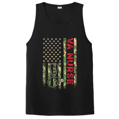 VA Nurse Camouflage American Flag Patriotic Military Hero Premium PosiCharge Competitor Tank