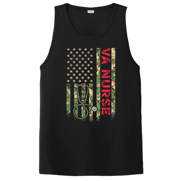 VA Nurse Camouflage American Flag Patriotic Military Hero Premium PosiCharge Competitor Tank