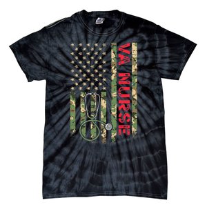 VA Nurse Camouflage American Flag Patriotic Military Hero Premium Tie-Dye T-Shirt