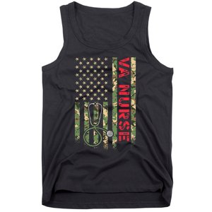 VA Nurse Camouflage American Flag Patriotic Military Hero Premium Tank Top