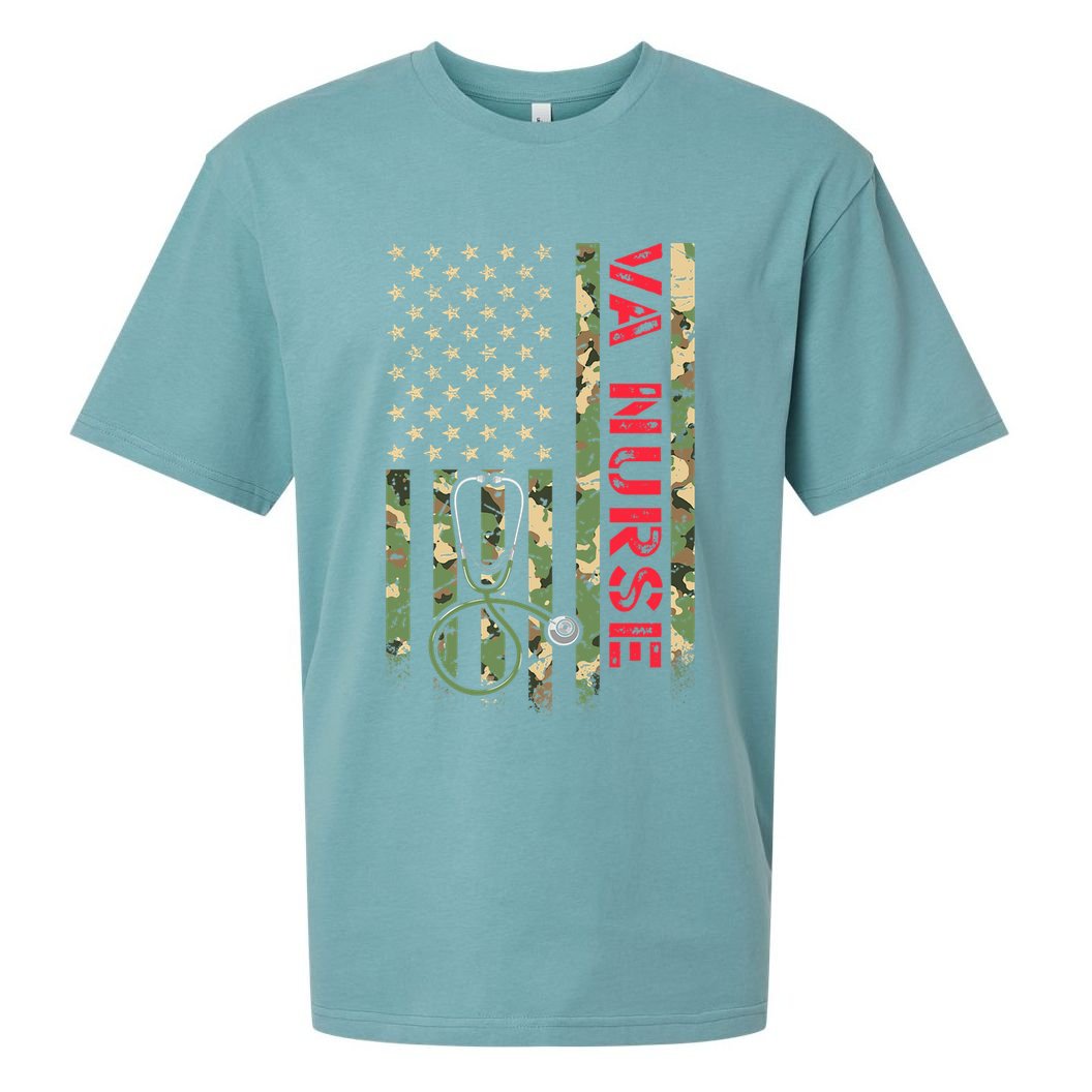 VA Nurse Camouflage American Flag Patriotic Military Hero Premium Sueded Cloud Jersey T-Shirt