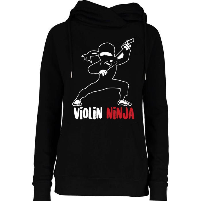 Violin Ninja Cute Violinist Musician Funny Music Player Gift Womens Funnel Neck Pullover Hood