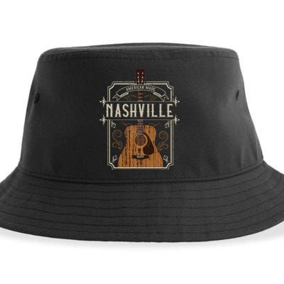 Vintage Nashville Country Music Guitar Player Souvenirs Sustainable Bucket Hat