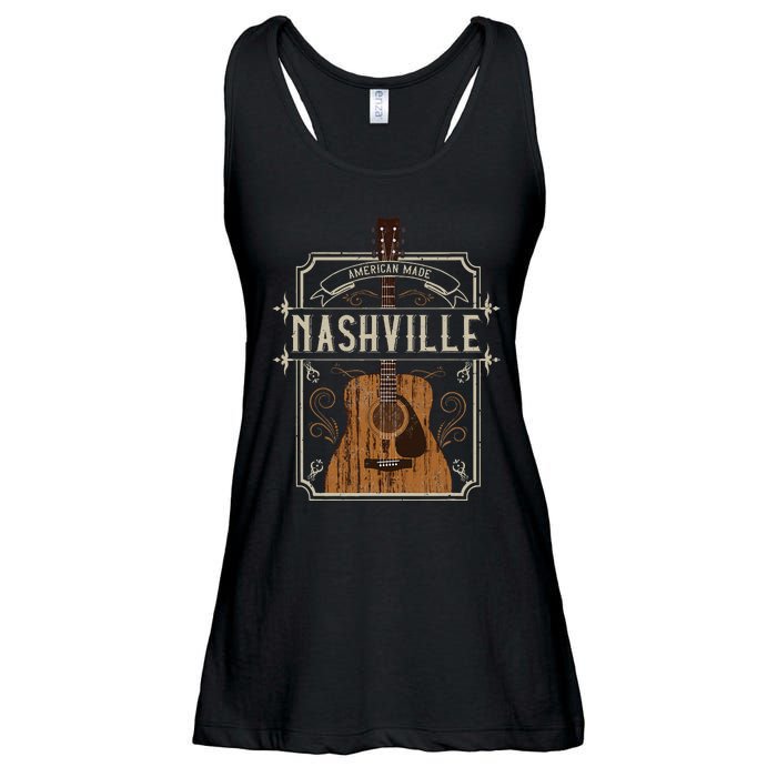 Vintage Nashville Country Music Guitar Player Souvenirs Ladies Essential Flowy Tank