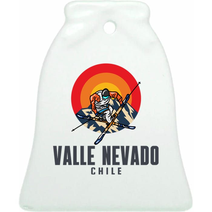 Valle Nevado Chile Ski Resort Skiing Ceramic Bell Ornament