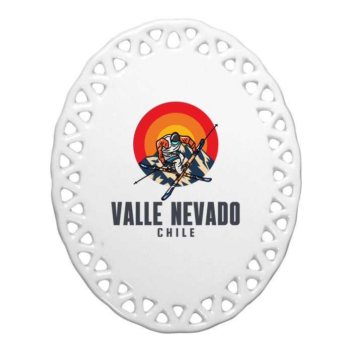 Valle Nevado Chile Ski Resort Skiing Ceramic Oval Ornament