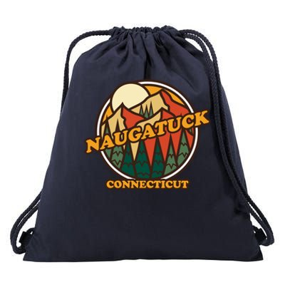 Vintage Naugatuck Connecticut Mountain Hiking Souvenir Print Gift Drawstring Bag