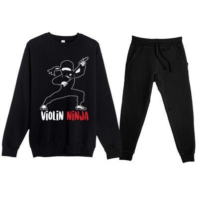 Violin Ninja Cute Violinist Musician Funny Music Player Gift Premium Crewneck Sweatsuit Set