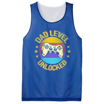 Vintage New Dad Level Unlocked Day For Gamer Funny Gift Mesh Reversible Basketball Jersey Tank