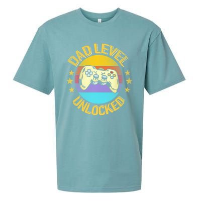 Vintage New Dad Level Unlocked Day For Gamer Funny Gift Sueded Cloud Jersey T-Shirt