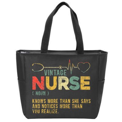 Vintage Nurse Definition Hospital Medical Registered Nursing Zip Tote Bag