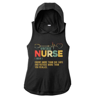 Vintage Nurse Definition Hospital Medical Registered Nursing Ladies PosiCharge Tri-Blend Wicking Draft Hoodie Tank