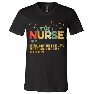 Vintage Nurse Definition Hospital Medical Registered Nursing V-Neck T-Shirt