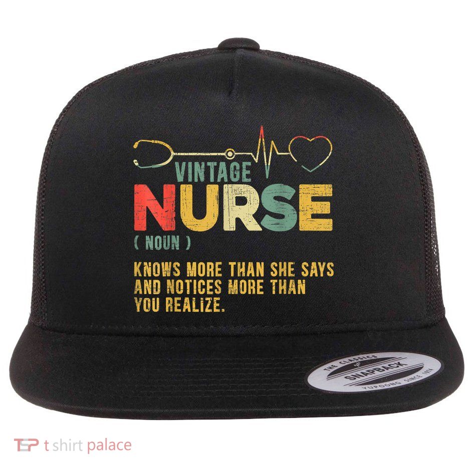 Vintage Nurse Definition Hospital Medical Registered Nursing Flatbill Hat