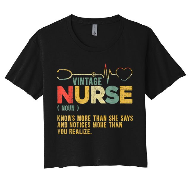 Vintage Nurse Definition Hospital Medical Registered Nursing Crop Top
