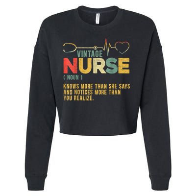 Vintage Nurse Definition Hospital Medical Registered Nursing Cropped Pullover Crew