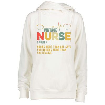 Vintage Nurse Definition Hospital Medical Registered Nursing Womens Funnel Neck Pullover Hood