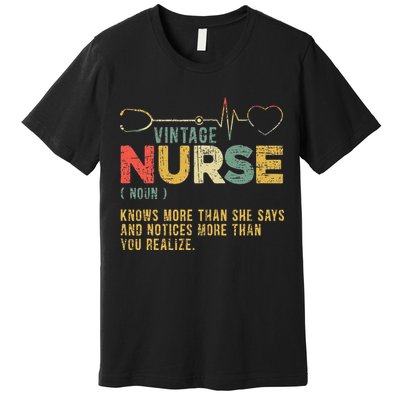 Vintage Nurse Definition Hospital Medical Registered Nursing Premium T-Shirt