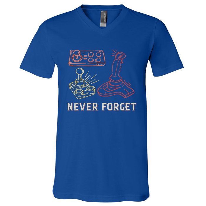 Vintage Never Forget Gamer Gift V-Neck T-Shirt