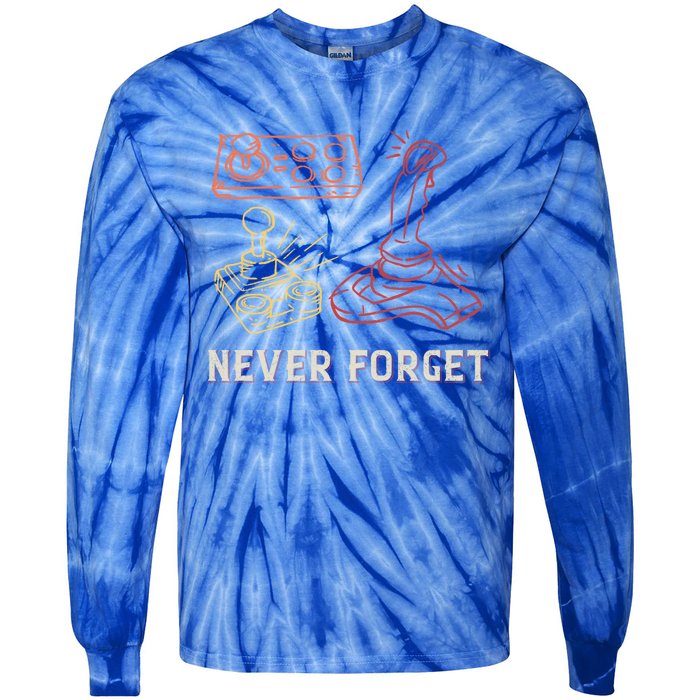 Vintage Never Forget Gamer Gift Tie-Dye Long Sleeve Shirt