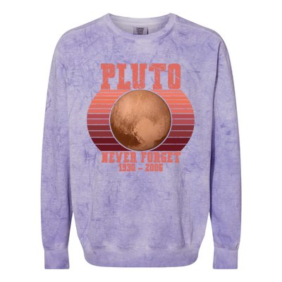 Vintage Never Forget Pluto Retro Space Science Gift Colorblast Crewneck Sweatshirt