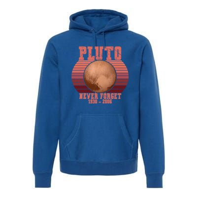 Vintage Never Forget Pluto Retro Space Science Gift Premium Hoodie