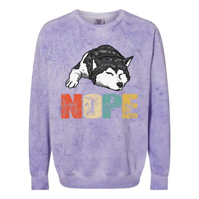 Vintage Nope Funny Siberian Husky Dog Lover Colorblast Crewneck Sweatshirt