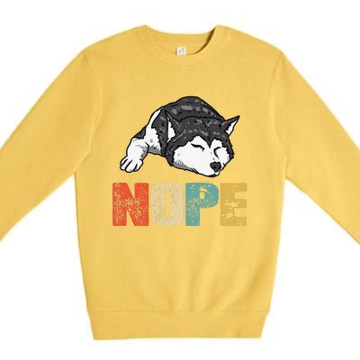 Vintage Nope Funny Siberian Husky Dog Lover Premium Crewneck Sweatshirt