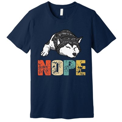 Vintage Nope Funny Siberian Husky Dog Lover Premium T-Shirt