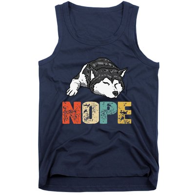 Vintage Nope Funny Siberian Husky Dog Lover Tank Top