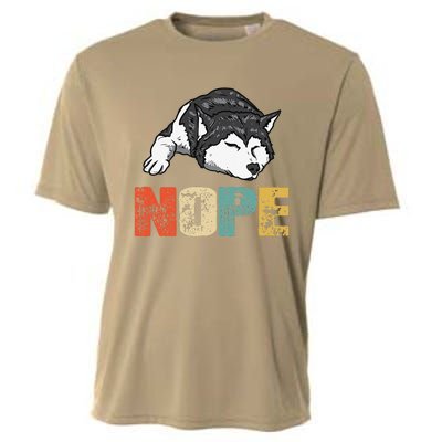 Vintage Nope Funny Siberian Husky Dog Lover Cooling Performance Crew T-Shirt