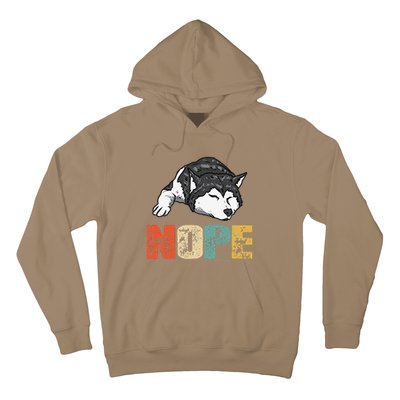 Vintage Nope Funny Siberian Husky Dog Lover Hoodie