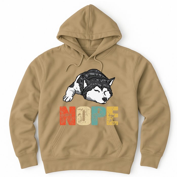 Vintage Nope Funny Siberian Husky Dog Lover Hoodie