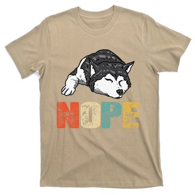 Vintage Nope Funny Siberian Husky Dog Lover T-Shirt