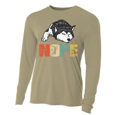 Vintage Nope Funny Siberian Husky Dog Lover Cooling Performance Long Sleeve Crew