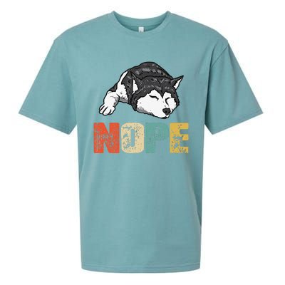 Vintage Nope Funny Siberian Husky Dog Lover Sueded Cloud Jersey T-Shirt