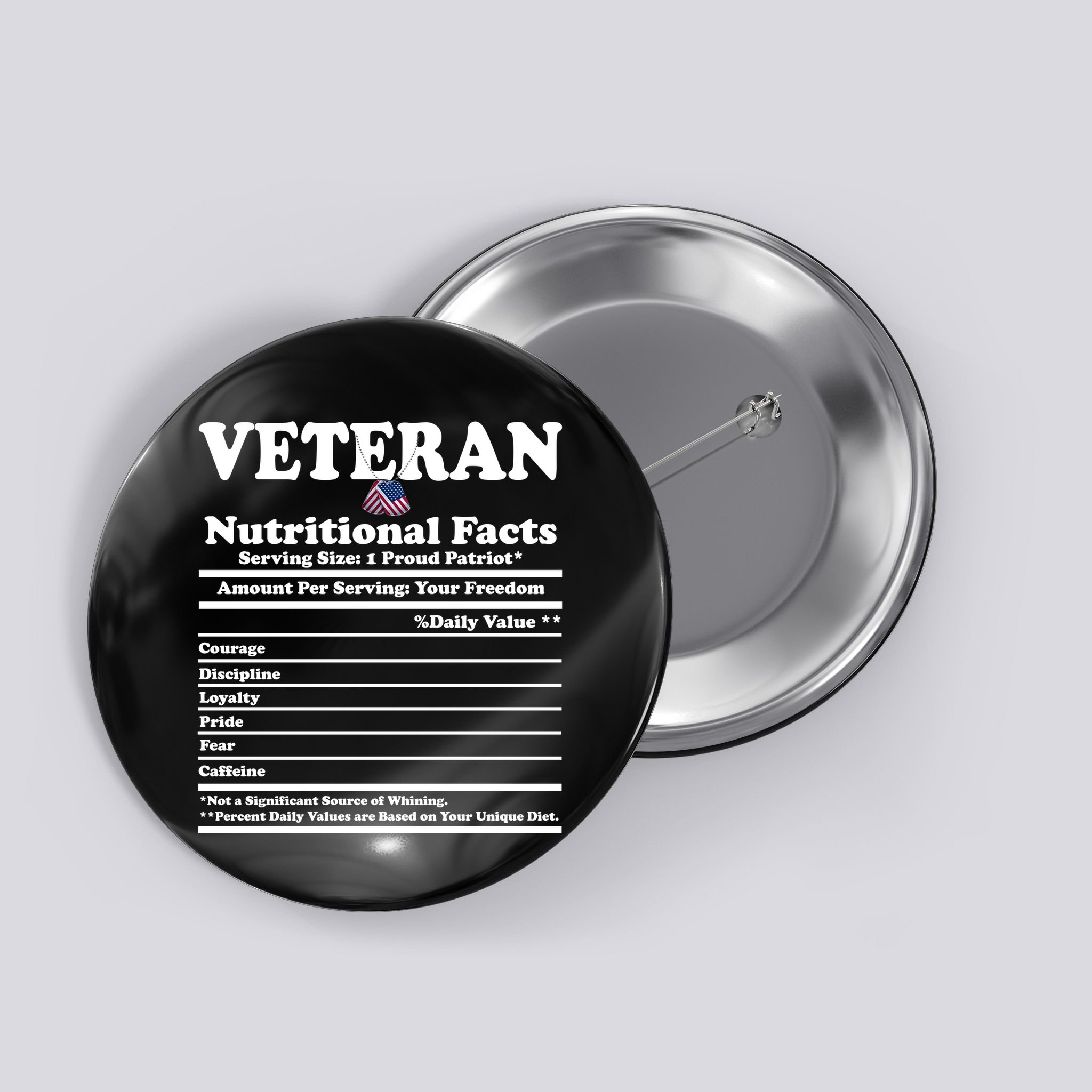 Veteran Nutritional Facts Proud Patriot Button