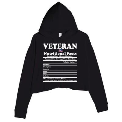 Veteran Nutritional Facts Proud Patriot Crop Fleece Hoodie