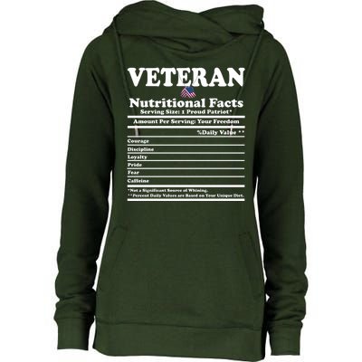 Veteran Nutritional Facts Proud Patriot Womens Funnel Neck Pullover Hood